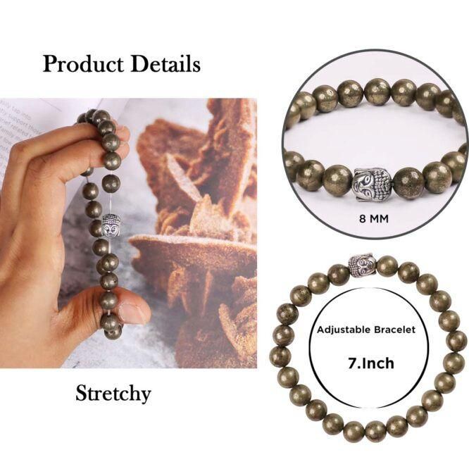 Unisex Pyrite Elastic Bracelet with Lucky Charm mkp0fp-jd