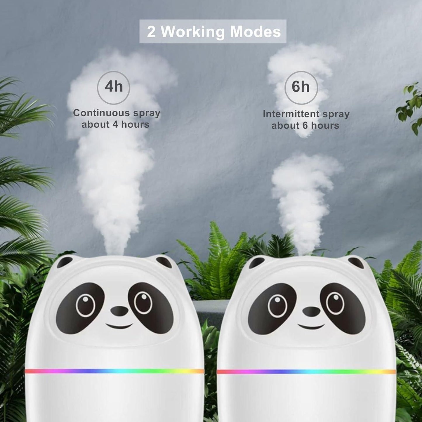 Cool mist panda humidifier with 7 color night light mist spray mkp0fp-jd
