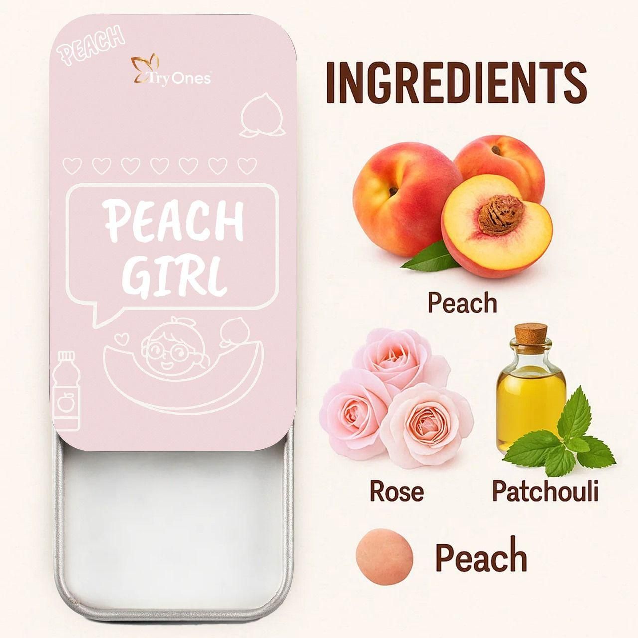 TryOnes PEACH GIRL Solid Perfume for Women 12gram (Pack of 2) mkp0fp-jd