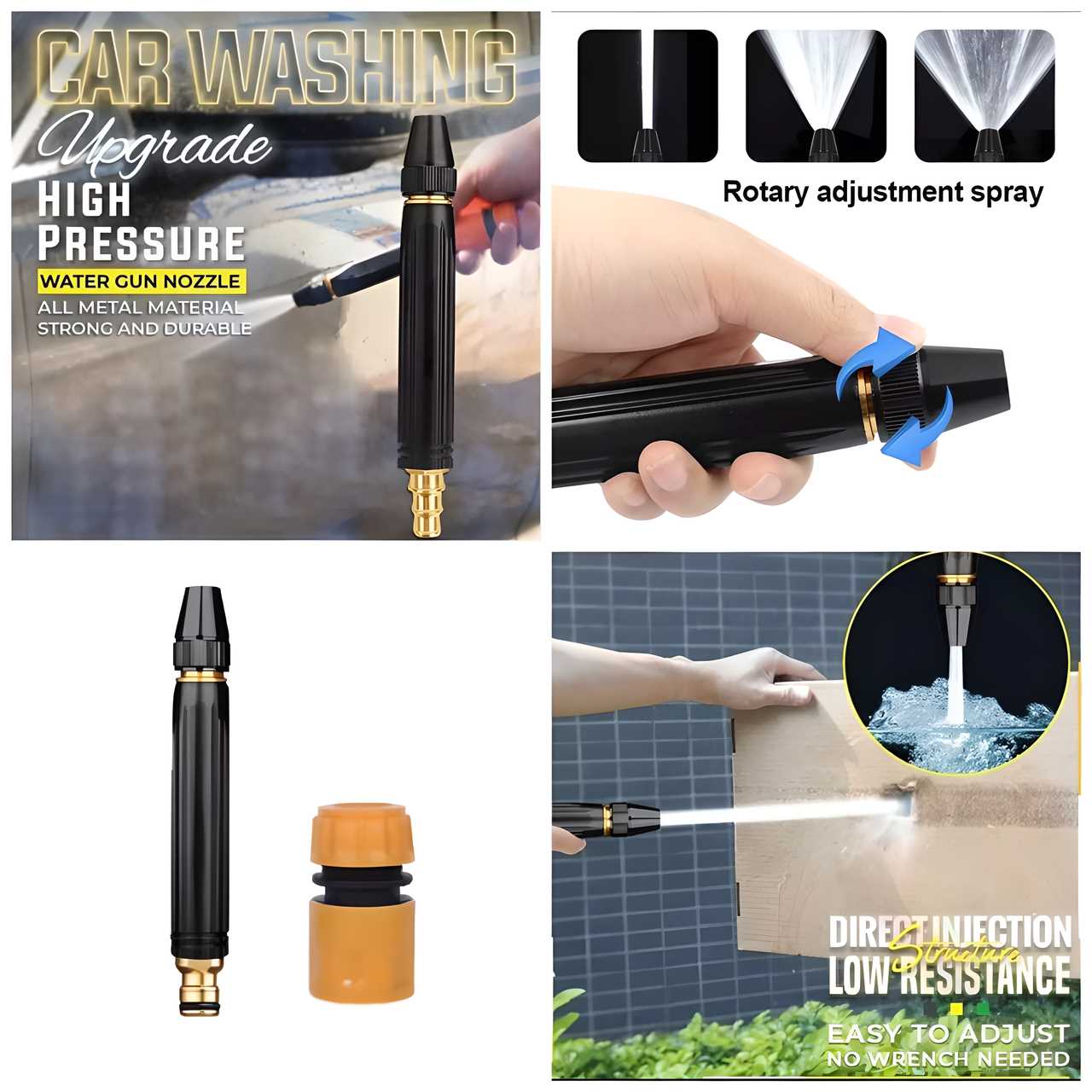 Portable High Pressure Washing Water Nozzle (Black) mkp0fp-jd