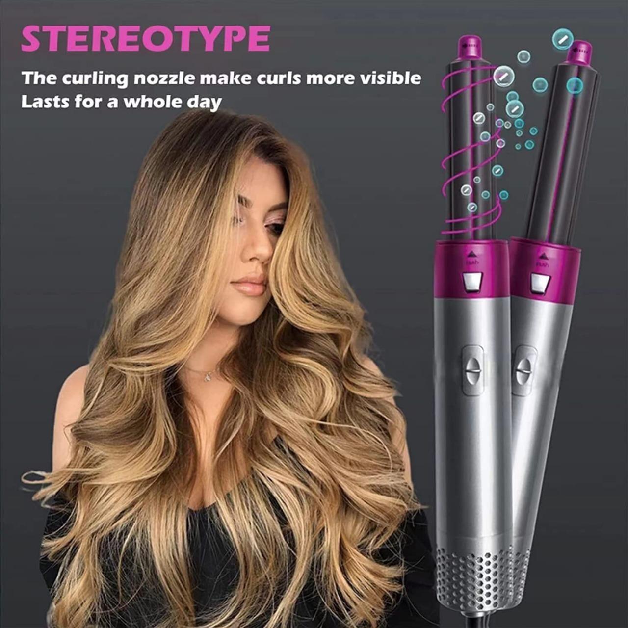 5 in 1 Multifunctional Hair Dryer Styling Tool, Detachable 5-in-1 Multi-Head Hot Air Comb, The Negative Ion Automatic Suction Hair Curler mkp0fp-jd
