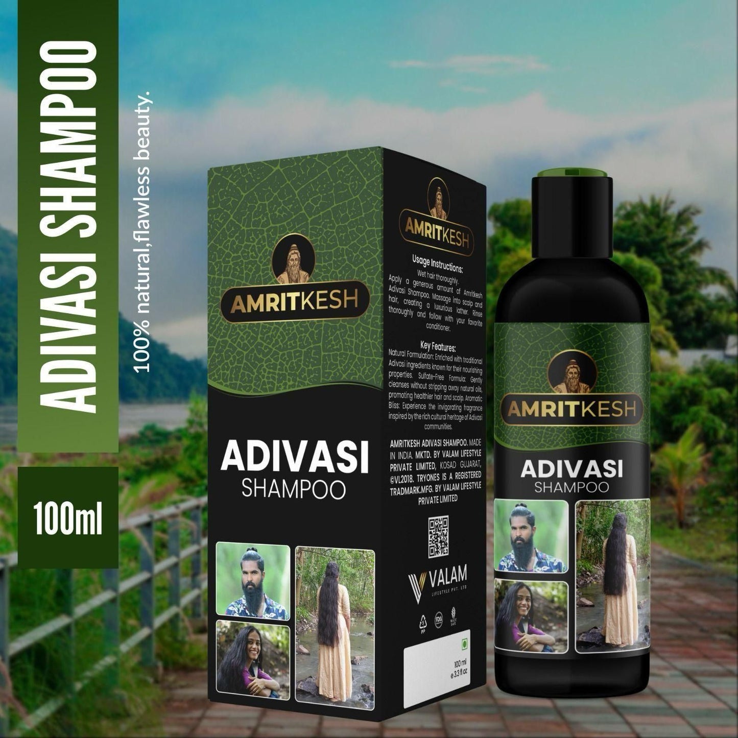 Amritkesh Adivasi Shampoo 100ml - Unleash the Power of Nature (Pack of 2) mkp0fp-jd