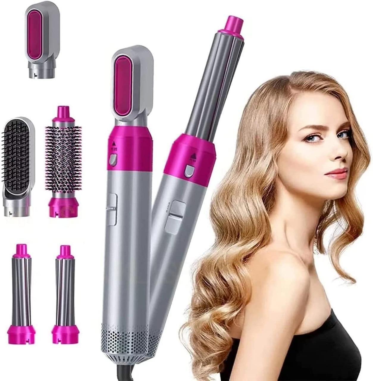 5 in 1 Multifunctional Hair Dryer Styling Tool, Detachable 5-in-1 Multi-Head Hot Air Comb, The Negative Ion Automatic Suction Hair Curler mkp0fp-jd