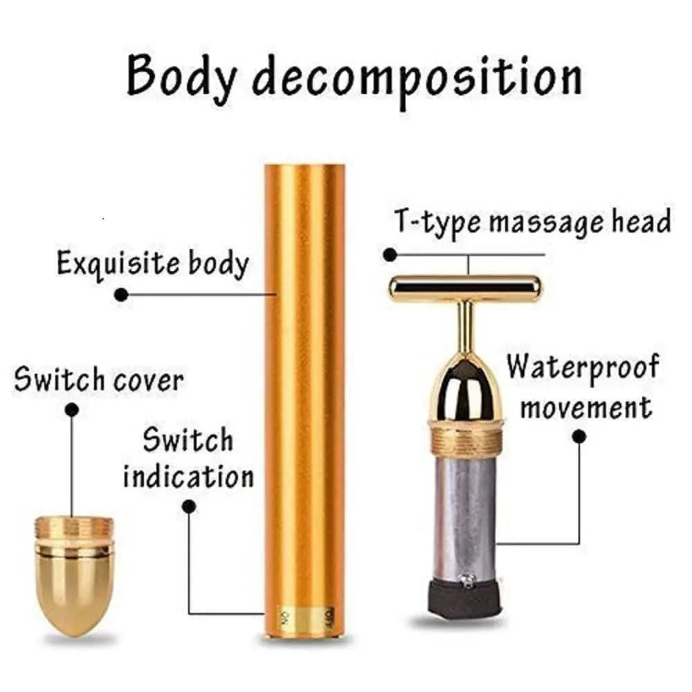 24K Gold Energy Beauty Bar Electric Facial Massage Roller mkp0fp-jd