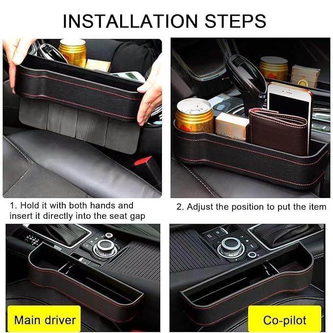 Seat Pockets PU Leather Car Console Side Organizer with Assorted Colour mkp0fp-jd