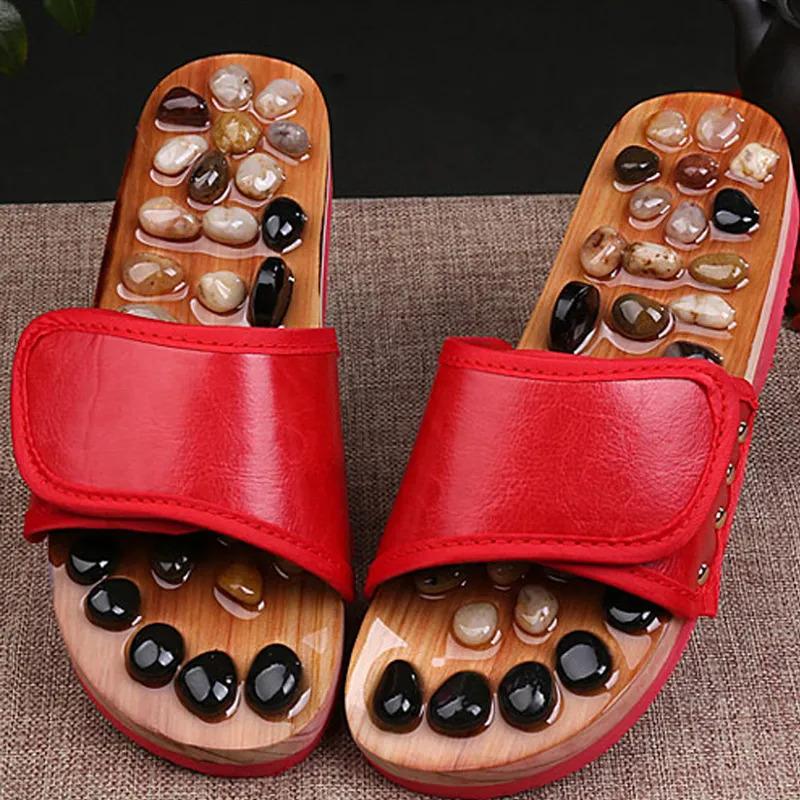 Acupressure Natural Stone Slippers (Red) mkp0fp-jd