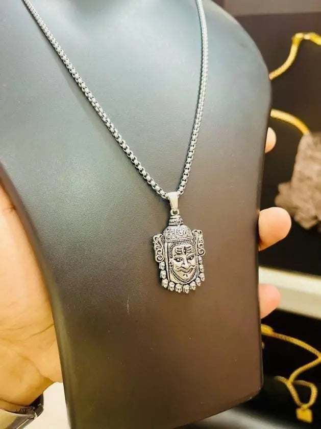 Silver Mahakal Pendant WIth Chain mkp0fp-jd