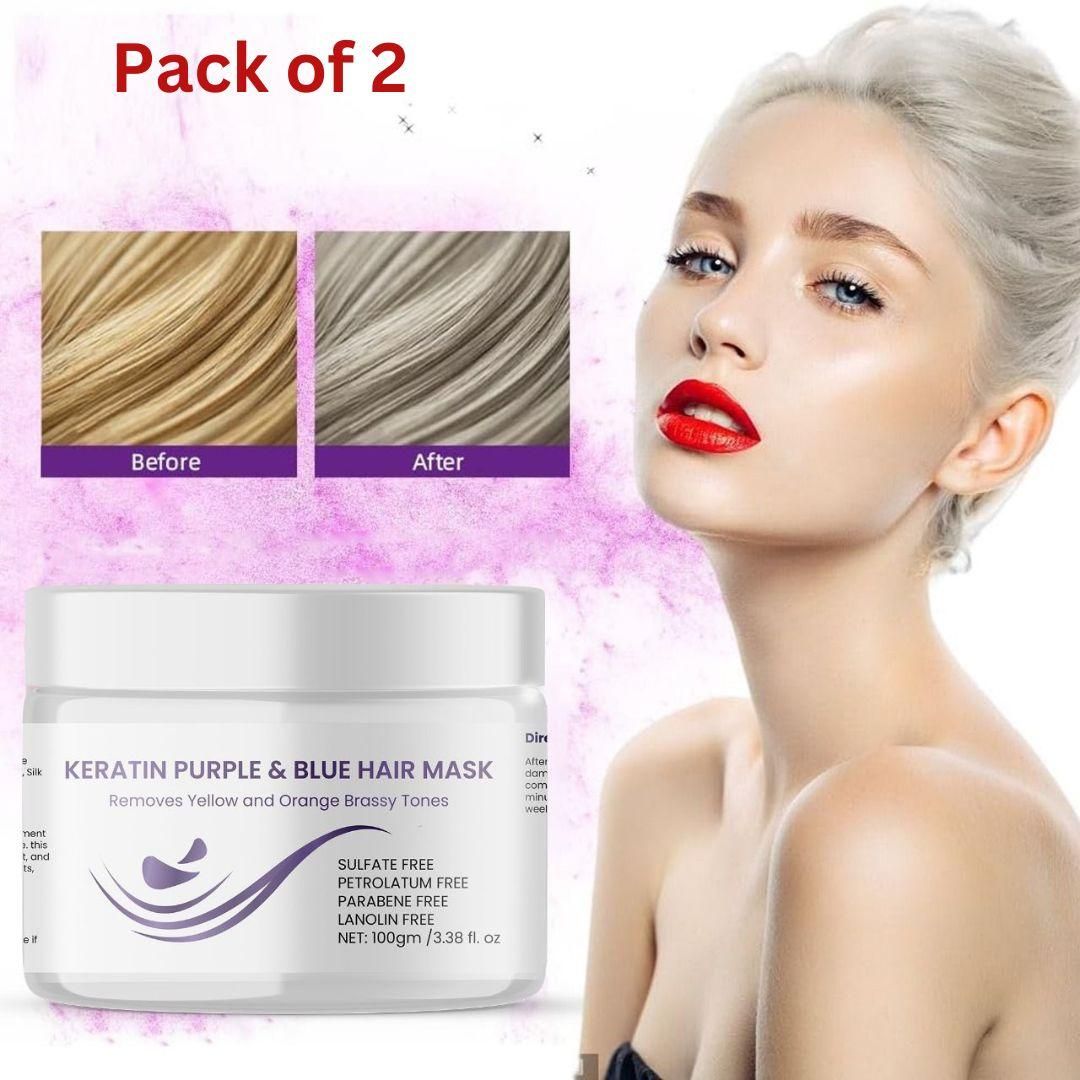 Keratin Purple and Blue Hair Mask 100g (Pack of 2) mkp0fp-jd
