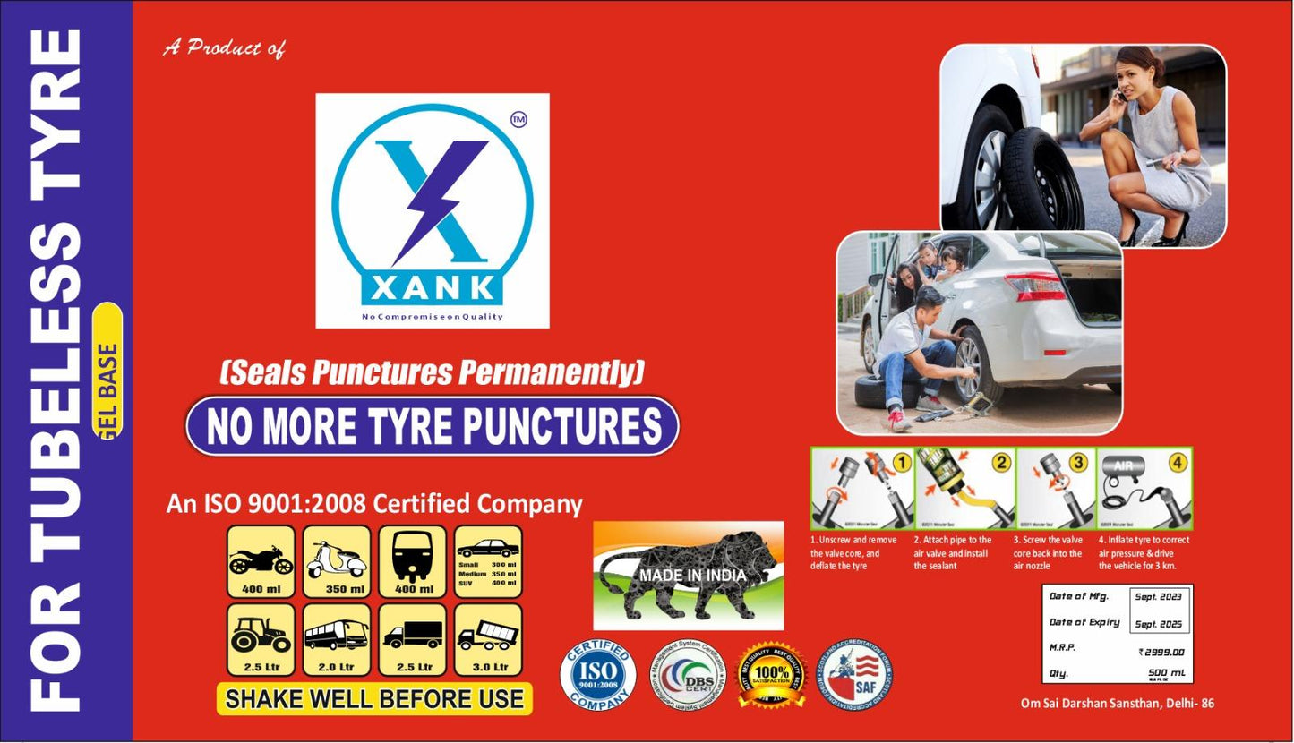 XANK Tyre Sealer Pack Of 2 NO PUNCHER Tubeless Tyre Puncture Repair Kit mkp0fp-jd