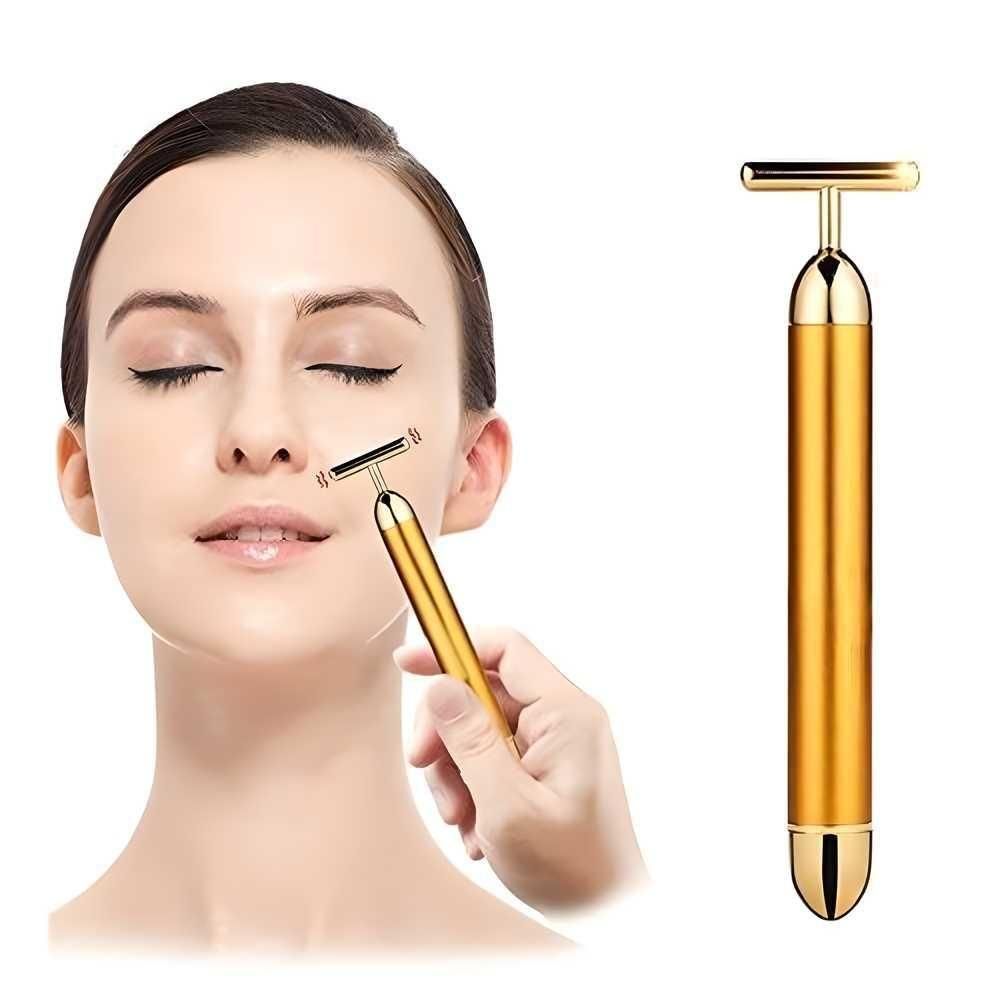 24K Gold Energy Beauty Bar Electric Facial Massage Roller mkp0fp-jd