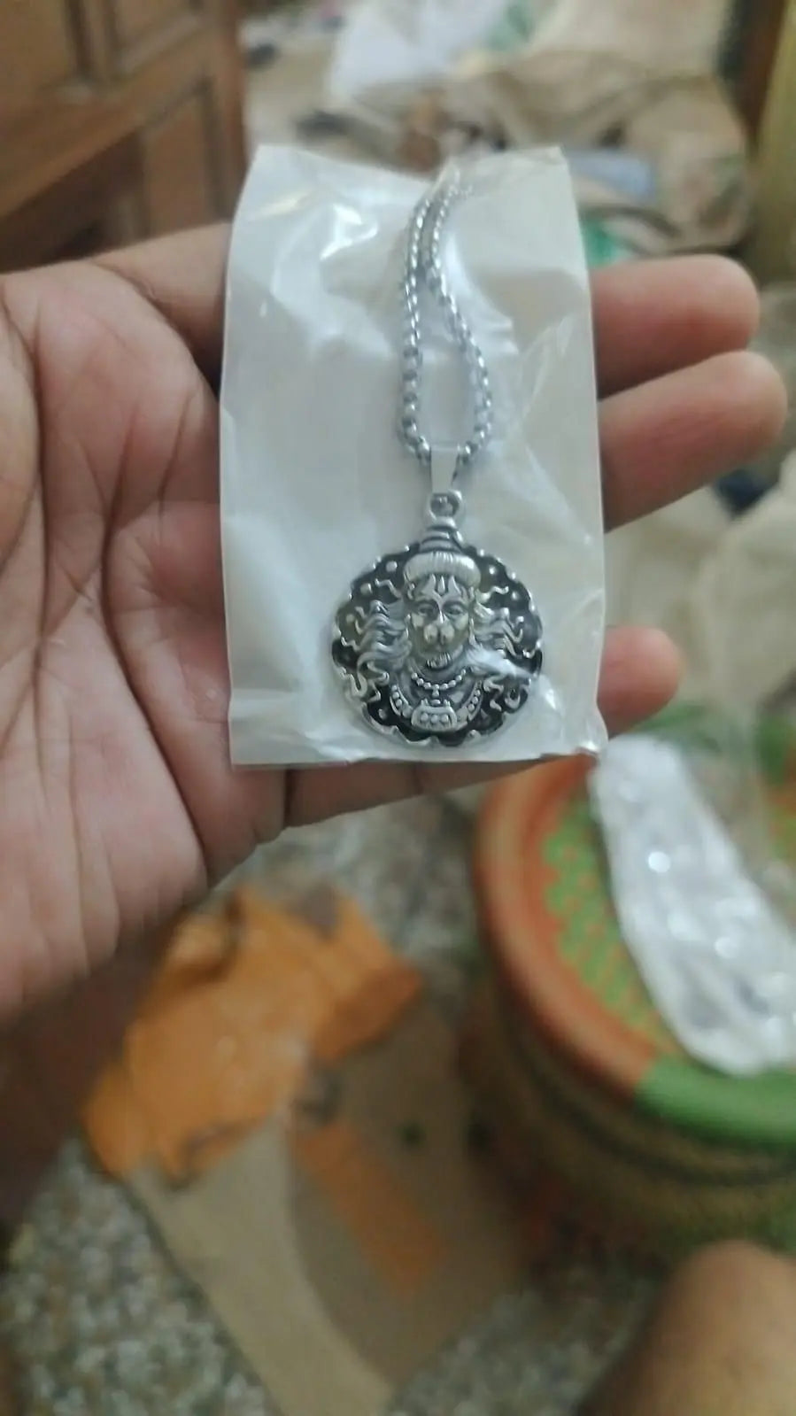 Hanuman Ji Pendant Oxodaised Silver Chain mkp0fp-jd