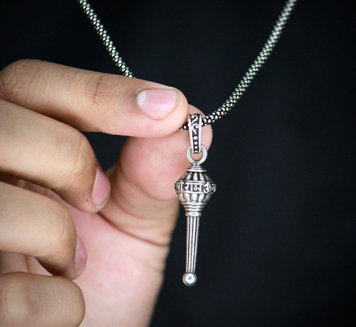 Men's Silver Chain with Gada Pendant mkp0fp-jd