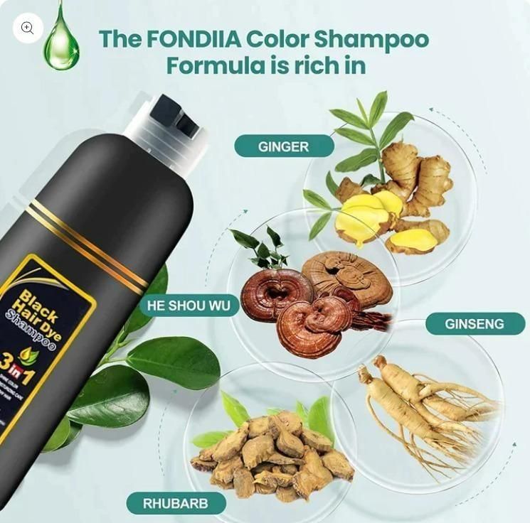 Unisex Instant Black Herbal Hair Dye Shampoo for Grey Hair Coverage 3 in 1(100ml) mkp0fp-jd