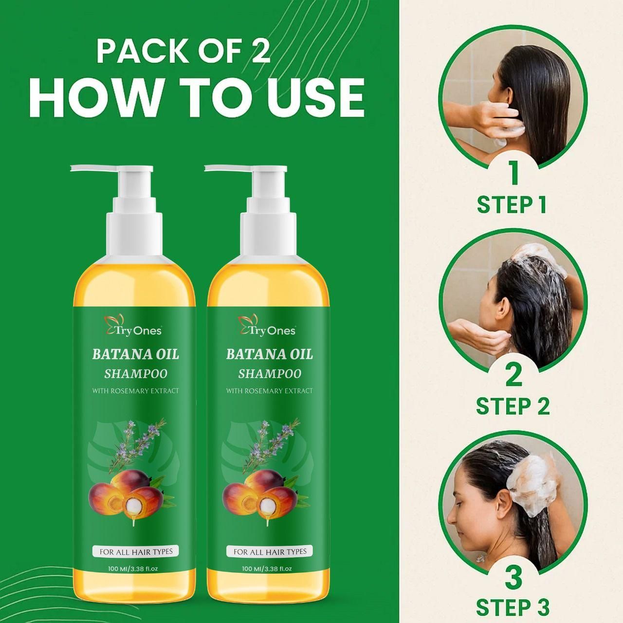 TryOnes BATANA OIL SHAMPOO with Rosemary Extract (Pack of 2) mkp0fp-jd