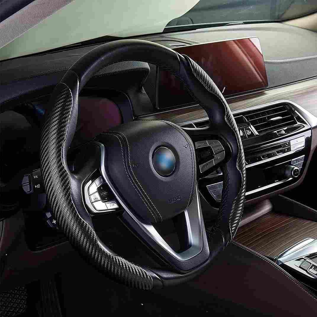 New Carbon Fiber ABS Texture Steering Wheel Grip Cover for Cars mkp0fp-jd