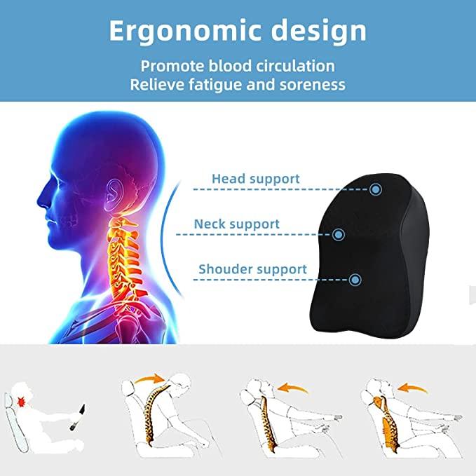 Car Seat Headrest Neck Rest Pillow Cushion for All Cars- Ergonomic Pillow Memory Foam Neck Support for Neck/Back Pain Relief Neck Rest Support Cushion mkp0fp-jd