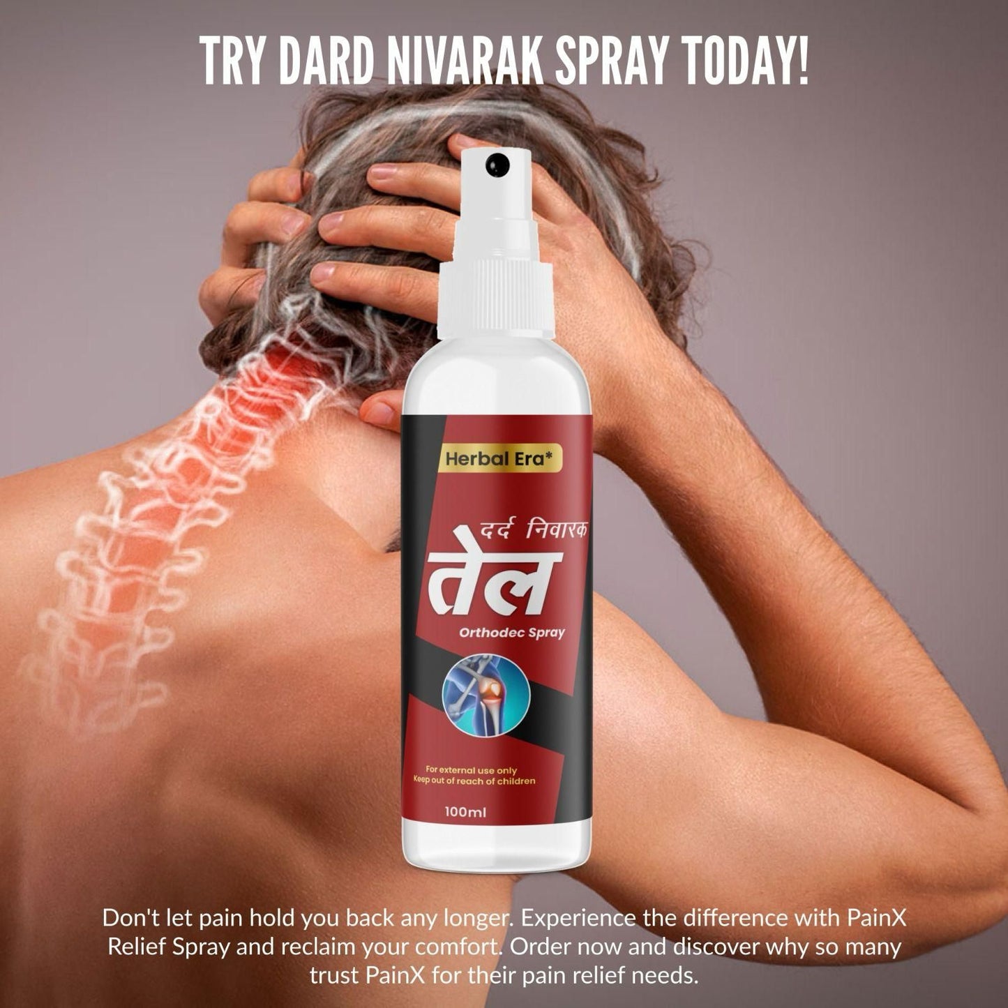 Herbal Era Dard Nivarak Spray Tel 100ml - Natural Pain Relief Formula (Pack of 2) mkp0fp-jd