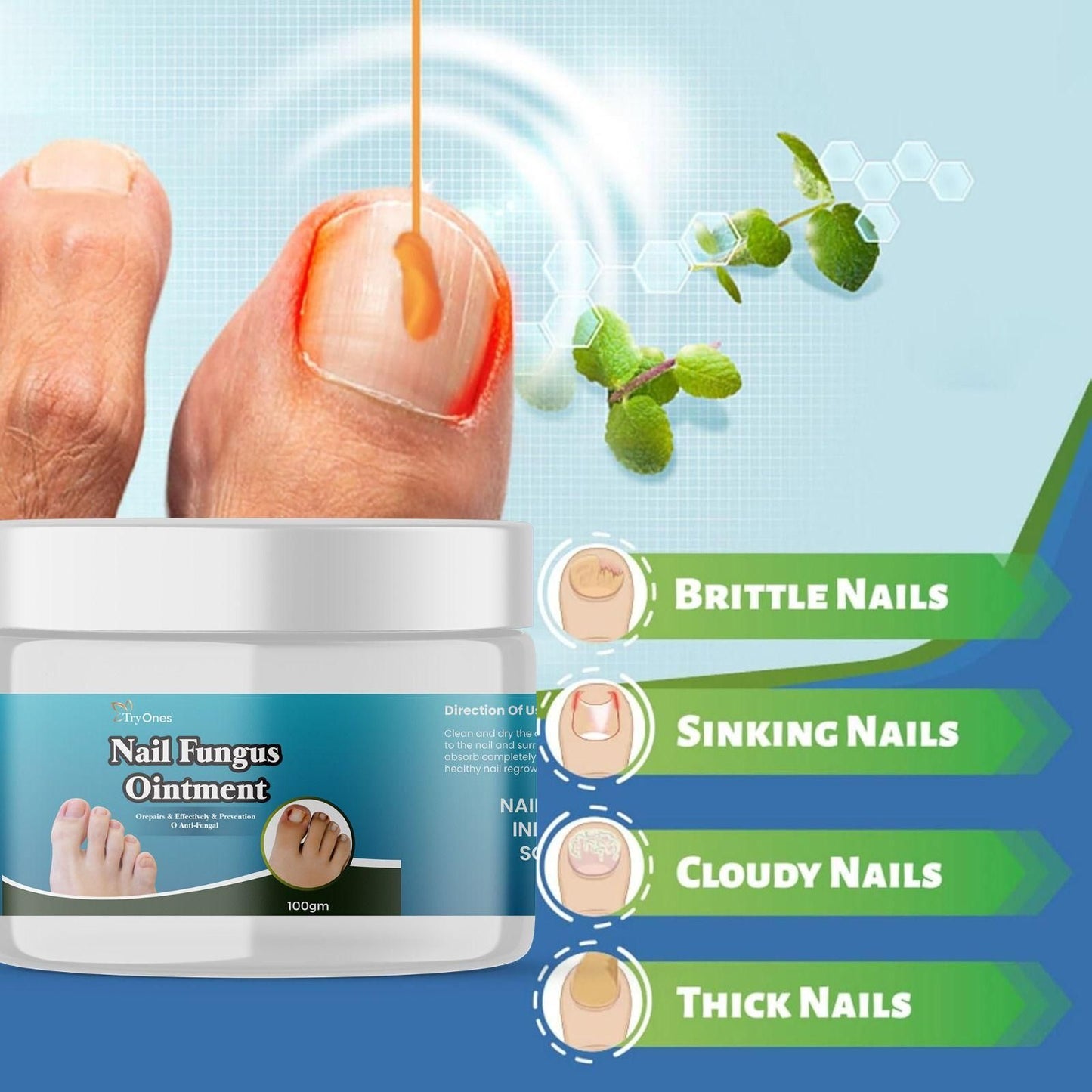 TryOnes Nail Fungus Ointment 100gram (Pack of 2) mkp0fp-jd