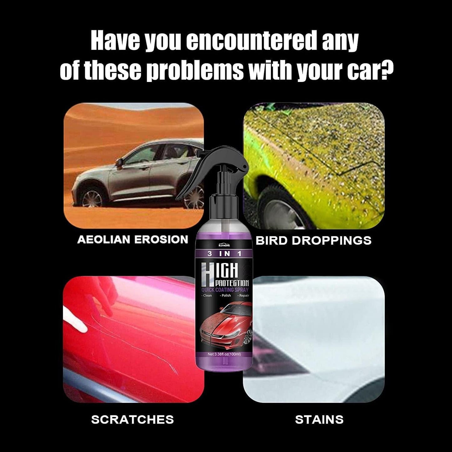 Hydrophobic Polish Nano Coating Agent Car Scratch Spray Cars Polishing for Motorcycles, Boats (Pack of 2) mkp0fp-jd