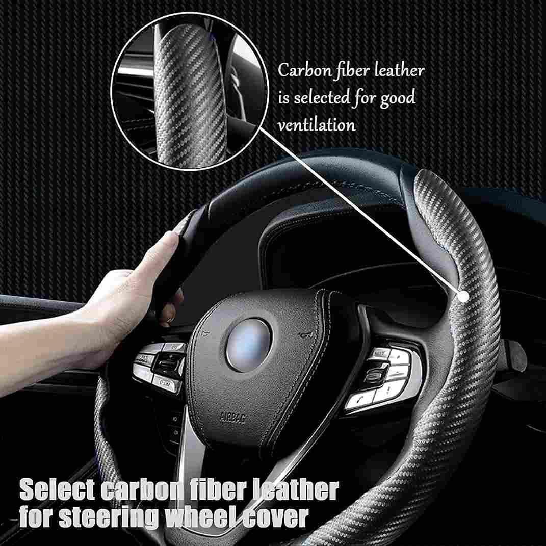 New Carbon Fiber ABS Texture Steering Wheel Grip Cover for Cars mkp0fp-jd