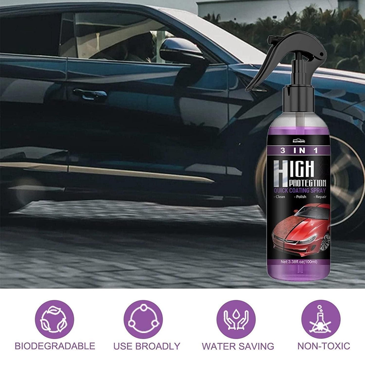 Hydrophobic Polish Nano Coating Agent Car Scratch Spray Cars Polishing for Motorcycles, Boats (Pack of 2) mkp0fp-jd