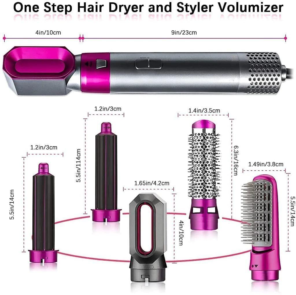 5 in 1 Multifunctional Hair Dryer Styling Tool, Detachable 5-in-1 Multi-Head Hot Air Comb, The Negative Ion Automatic Suction Hair Curler mkp0fp-jd