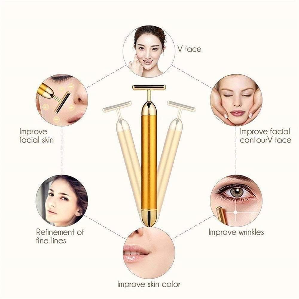 24K Gold Energy Beauty Bar Electric Facial Massage Roller mkp0fp-jd