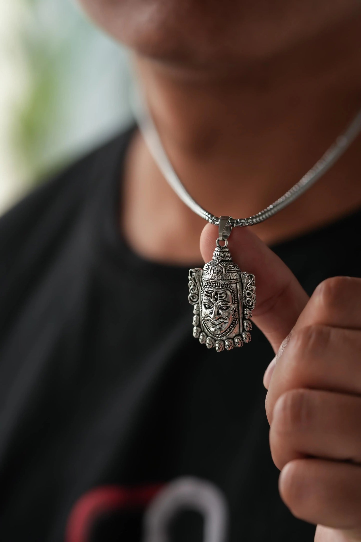 Silver Mahakal Pendant WIth Chain mkp0fp-jd
