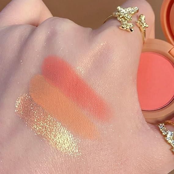 3 in1 Face Blusher + Highlighter with Mini Compact Travel Friendly Palette mkp0fp-jd