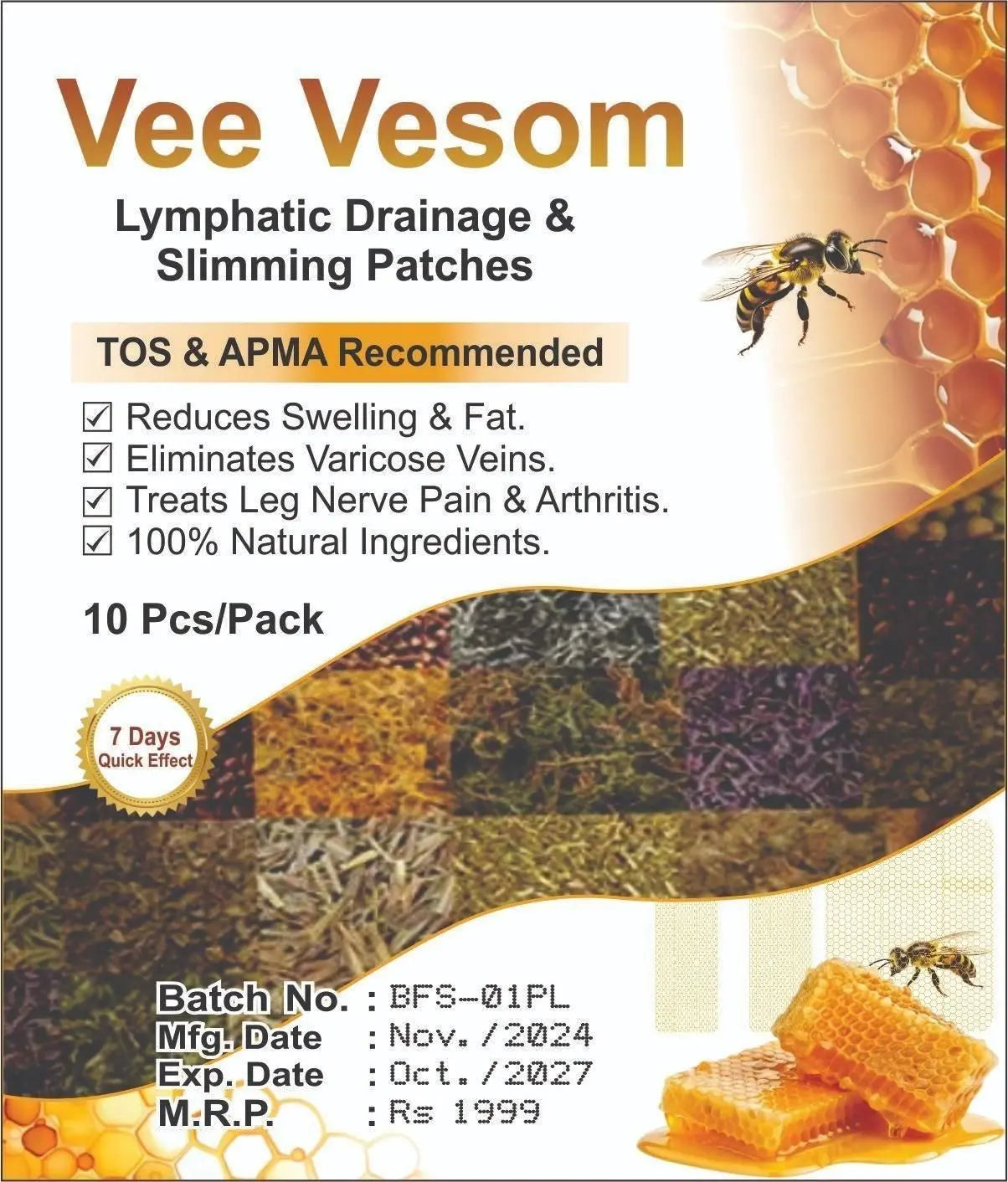 Vee Vesom Lymphatic Daiamage & Sliming Patches (10 Patches) mkp0fp-jd