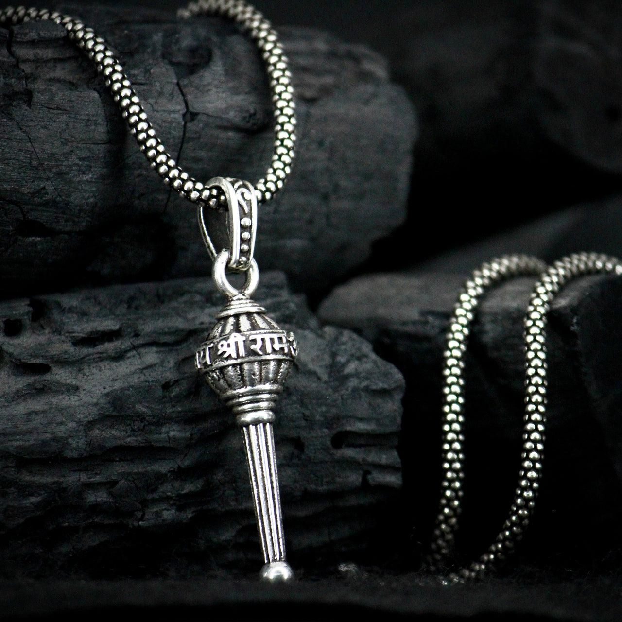 Men's Silver Chain with Gada Pendant mkp0fp-jd
