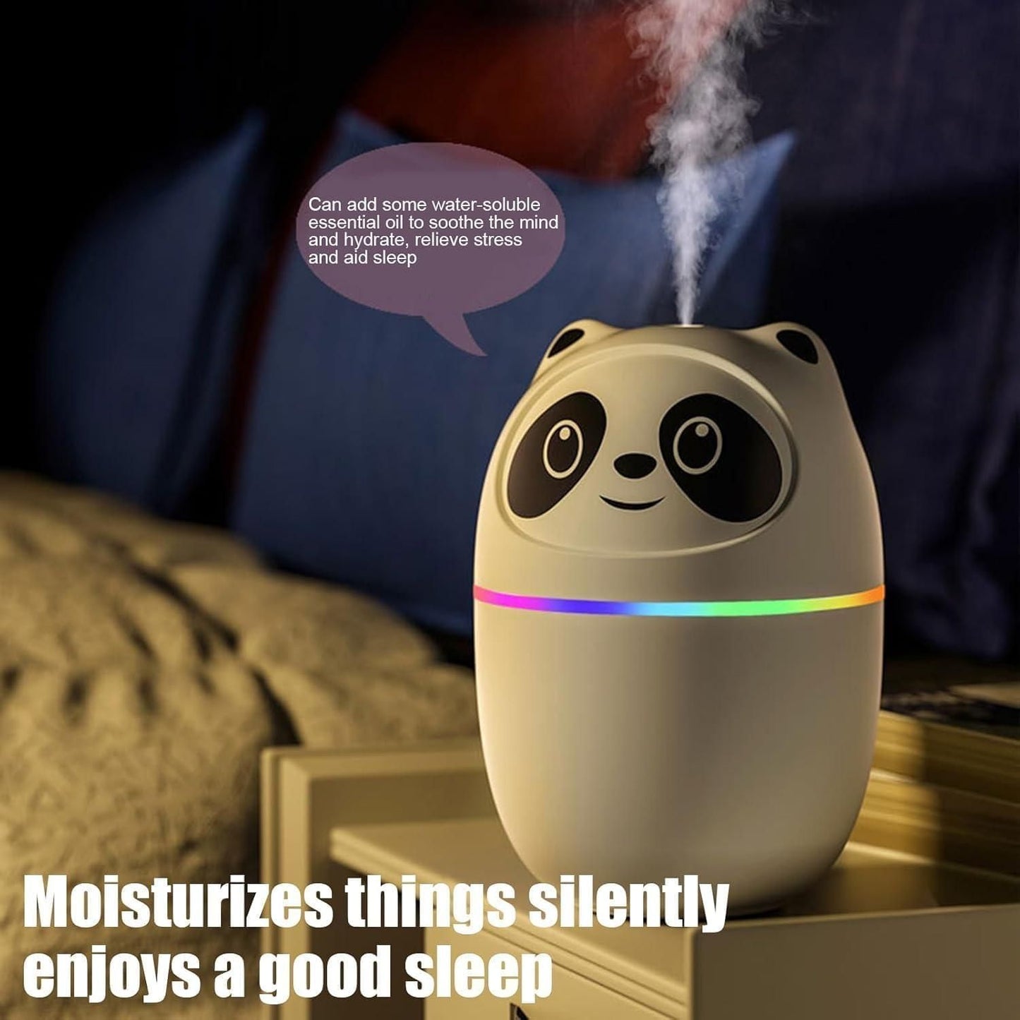 Cool mist panda humidifier with 7 color night light mist spray mkp0fp-jd