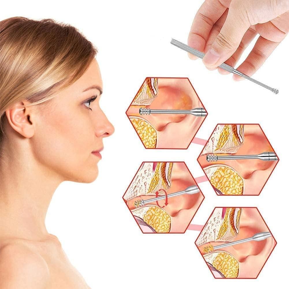 6 Pieces Ear Wax Removal Smooth Stainless Steel Kit mkp0fp-jd