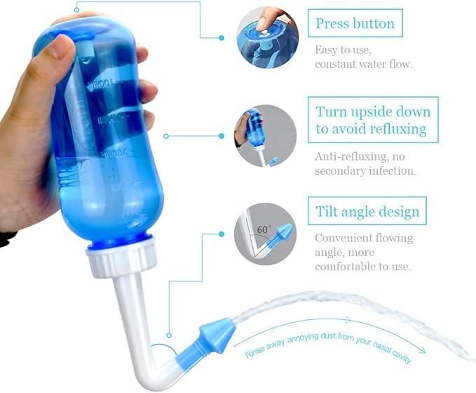 Neti Pot for Sinus Cleaning | BPA-Free Nose Wash Cleaner for Adults & Kids mkp0fp-jd
