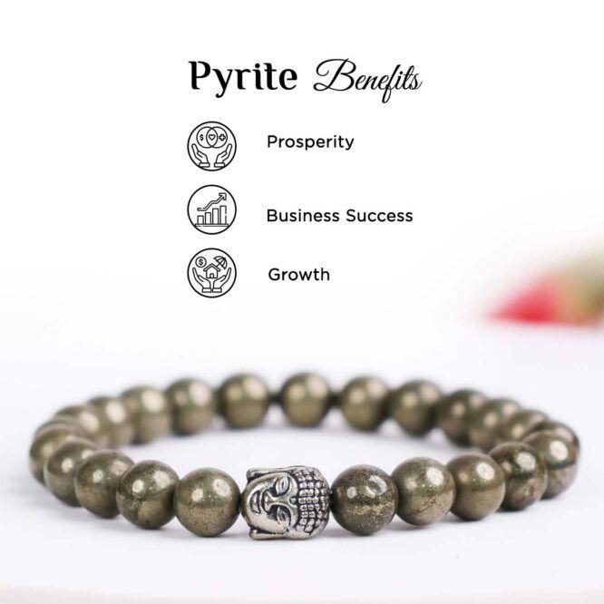 Unisex Pyrite Elastic Bracelet with Lucky Charm mkp0fp-jd