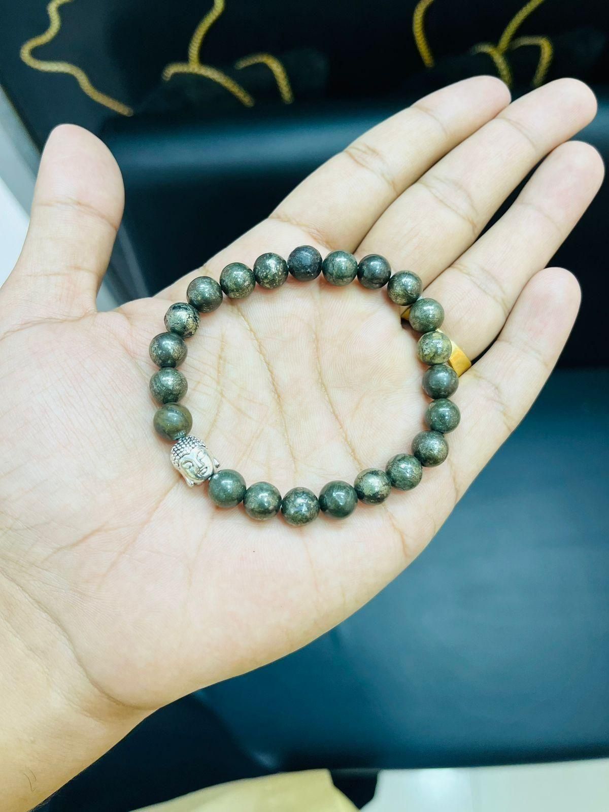Unisex Pyrite Elastic Bracelet with Lucky Charm mkp0fp-jd