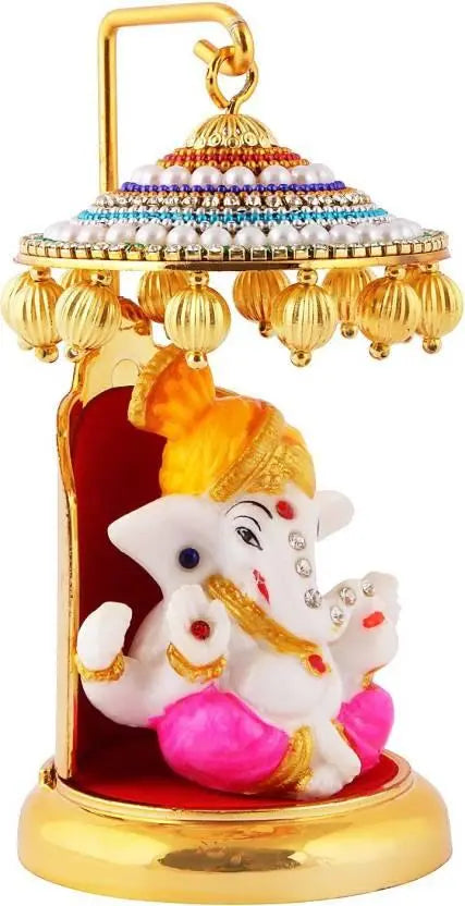 Ganesh Ji Idol Statue for Car Dashboard Showpiece - 6 cm (Polyresin, Multicolor) mkp0fp-jd