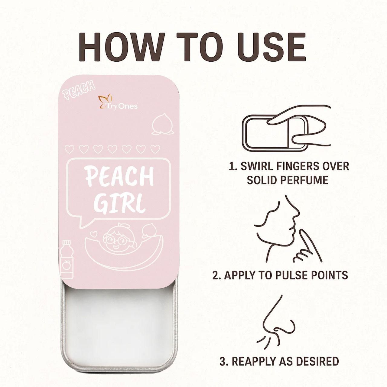 TryOnes PEACH GIRL Solid Perfume for Women 12gram (Pack of 2) mkp0fp-jd