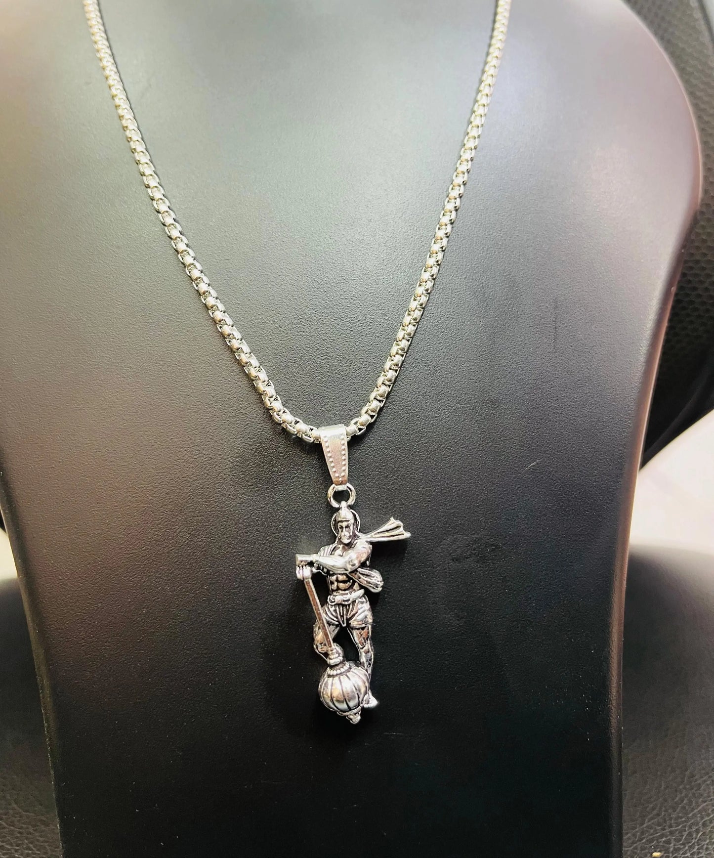 Hanumanji With Gada Silver Pendant Chain mkp0fp-jd