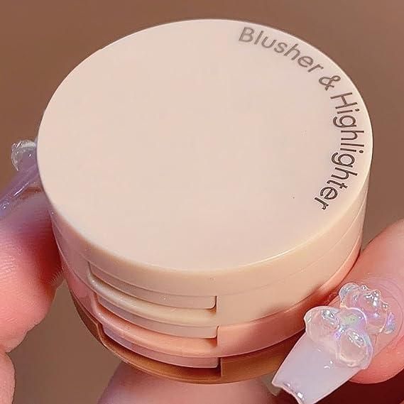 3 in1 Face Blusher + Highlighter with Mini Compact Travel Friendly Palette mkp0fp-jd