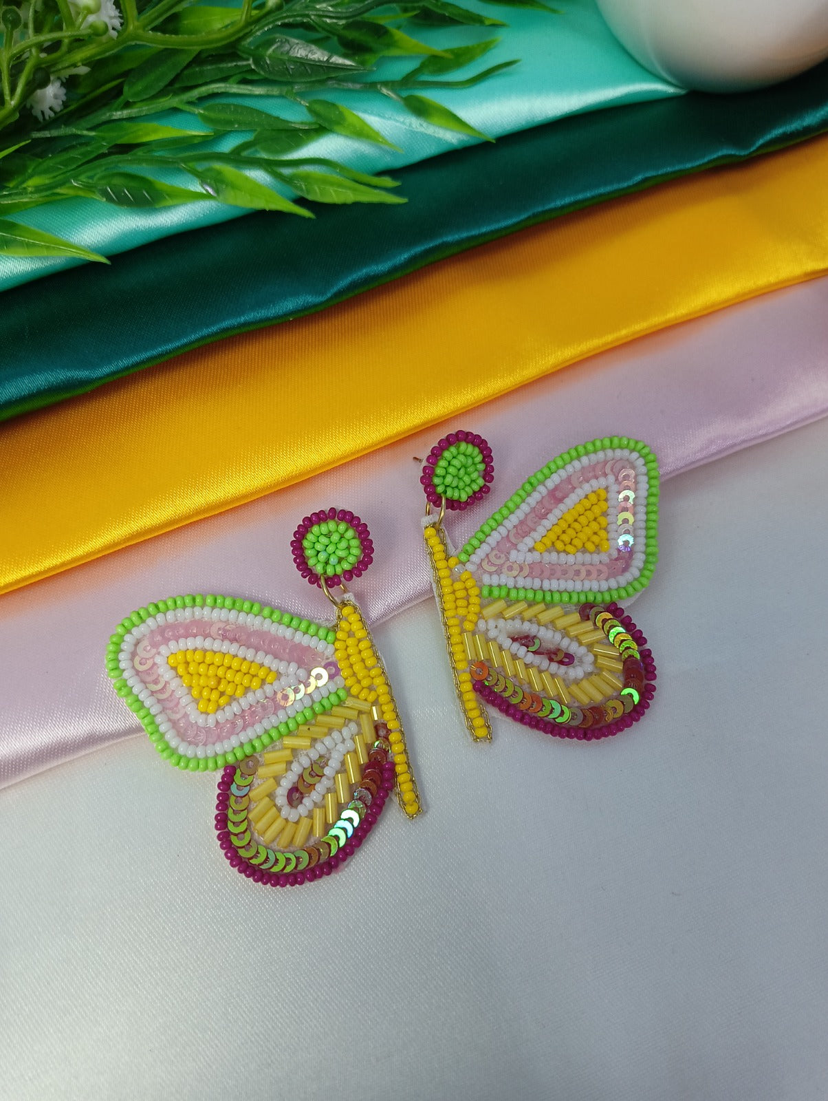 Magical Multicolored Handcrafted Butterfly Bead Earrings