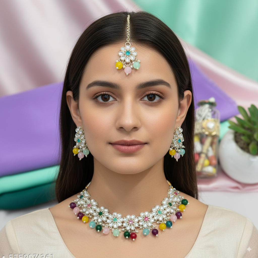 Abhiri Necklace with Dangling Earrings