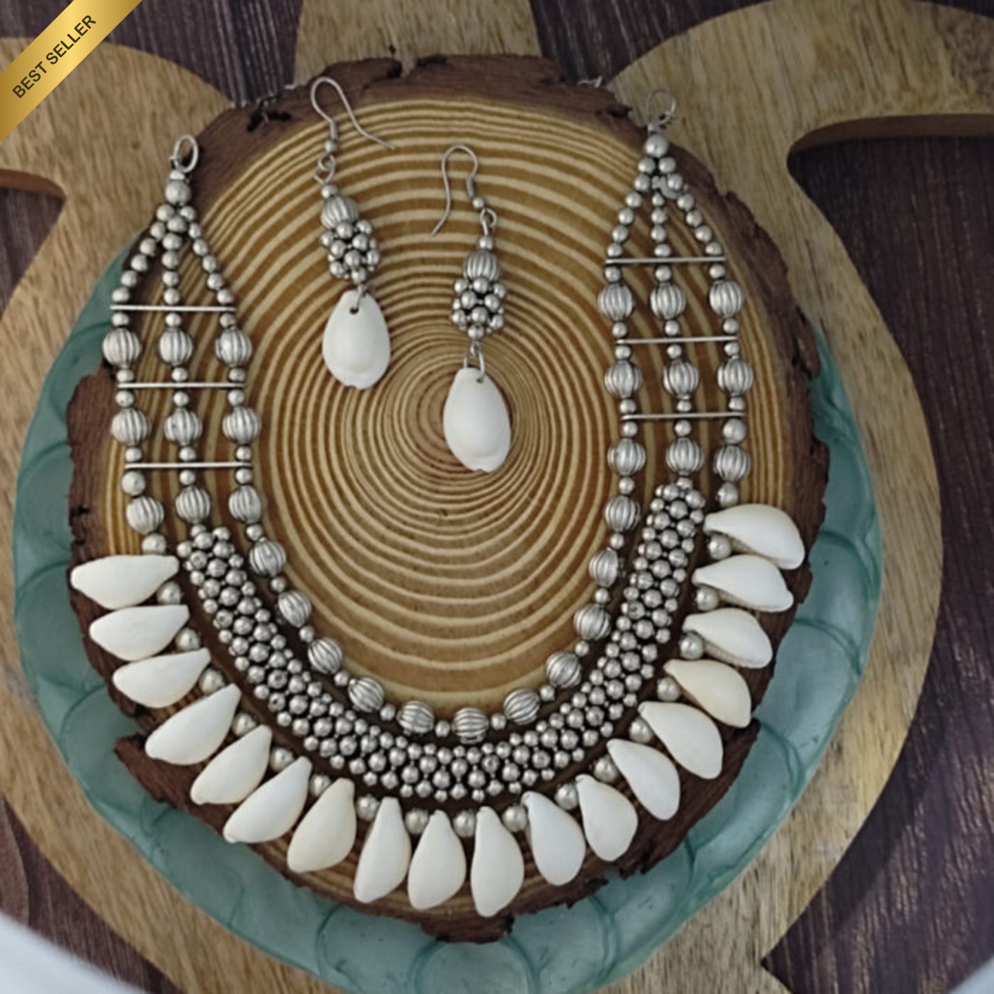 Traditional Oxidized Silver-Toned Jewelry Set & Earring Set For Girls