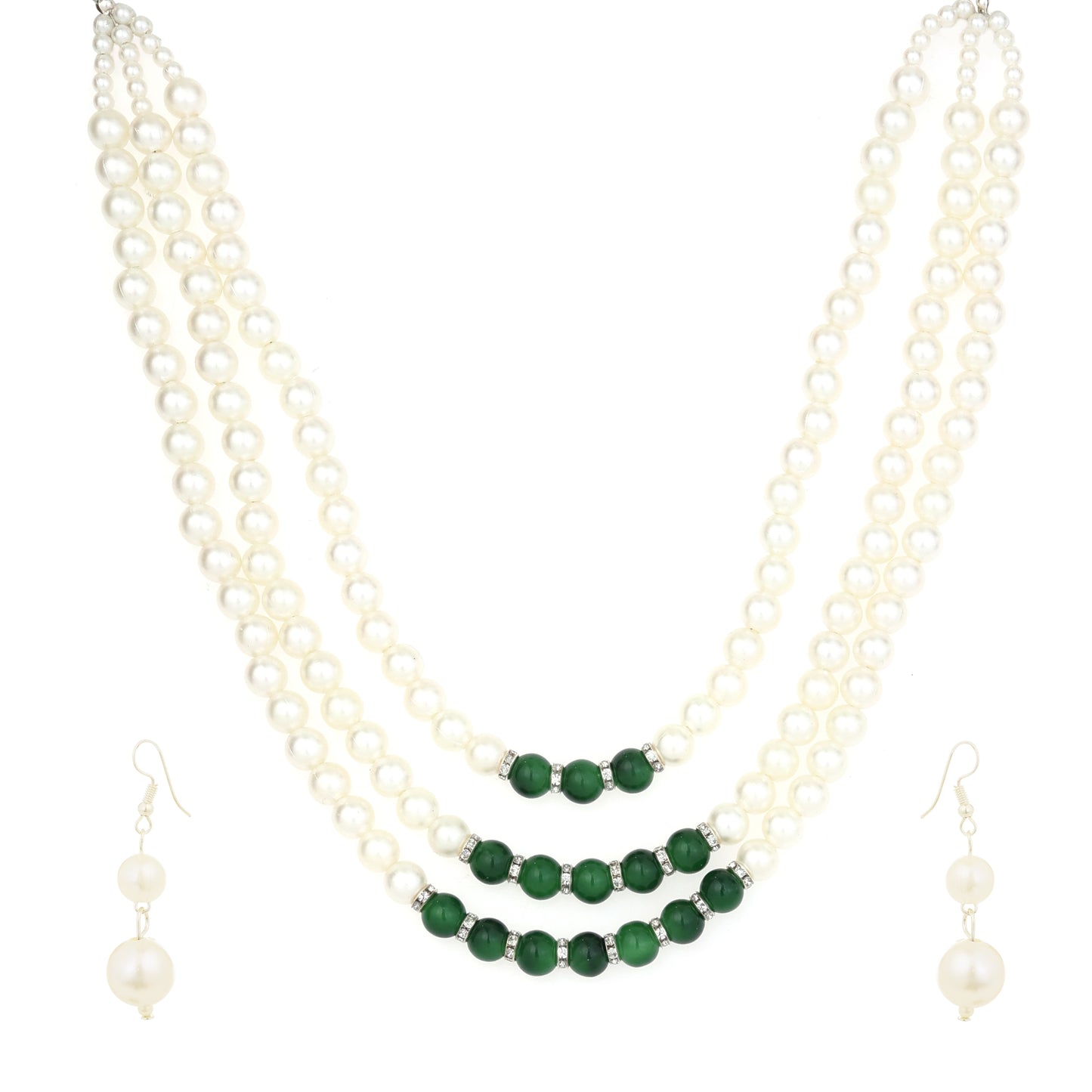 White Traditional Pearl Necklace Set