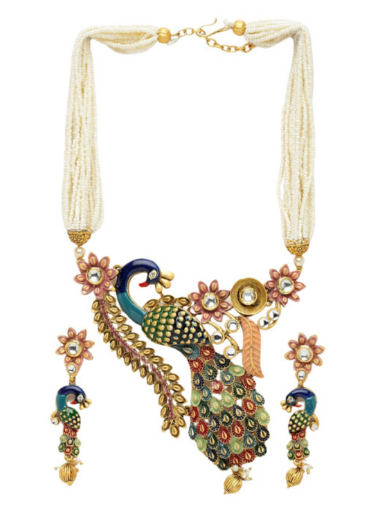 Gold-Plated Peacock Necklace Set
