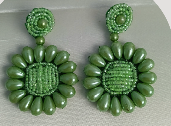 Elegant FLAWER Handmade Earring glass beaded work