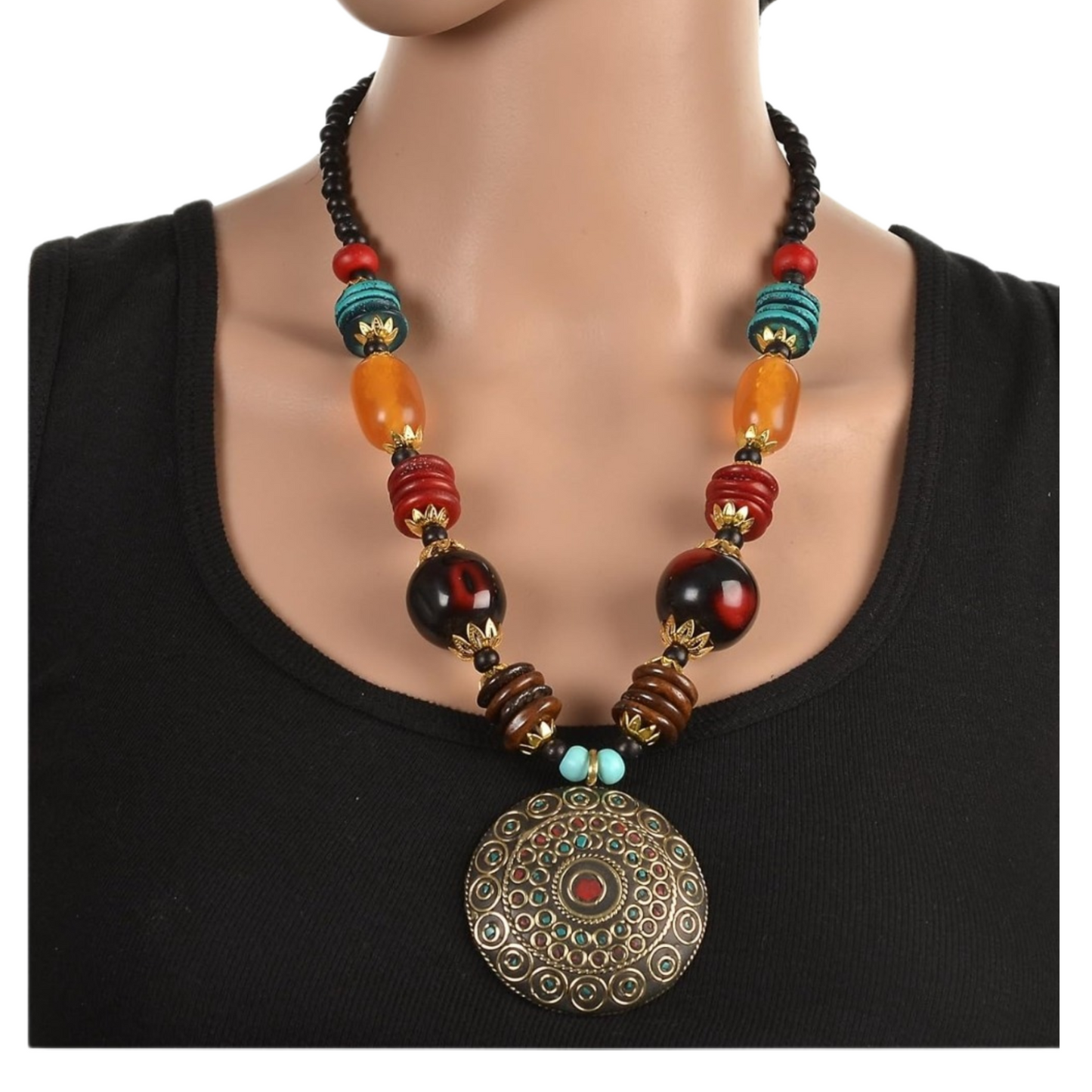 Vibrant Multicolor Pendant Necklace for Women – Stylish and Artistic Statement Jewelry