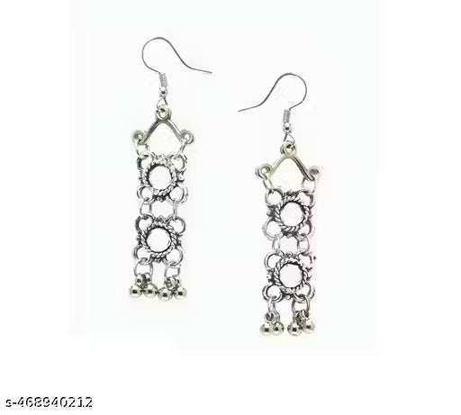 Latest stylish mirror silver oxidized jewellery set