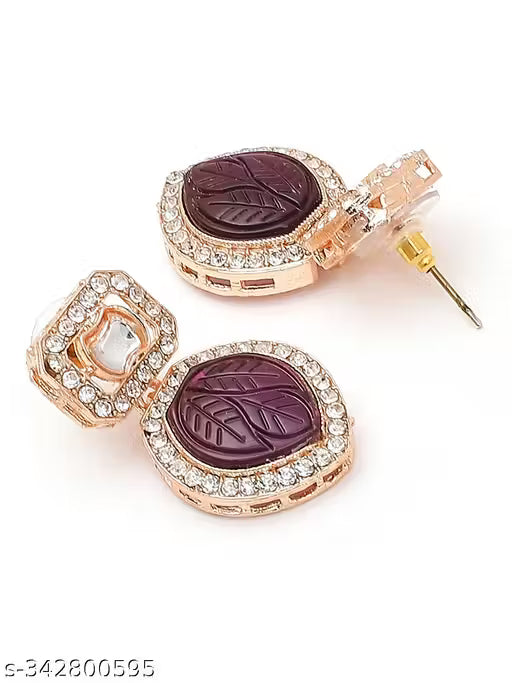 Carving Premium Beads Rose Gold Finish Designer Necklace Set 🛍️ swatistore.com