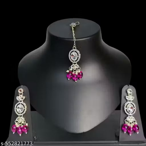 Fancy Necklace Set with earrings and mangtika women and Girl